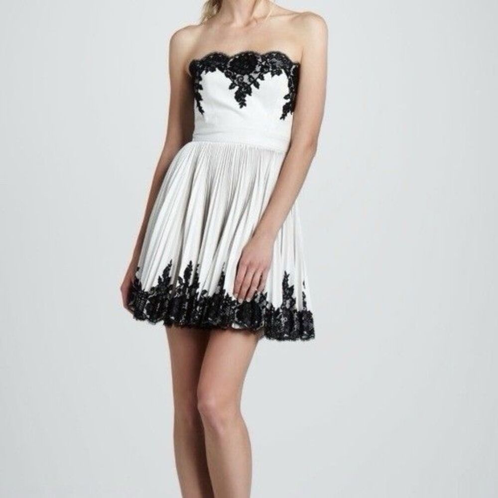 Robert Rodriguez Dress Womens Size 6 Multicolor Strapless Lace Appliqué